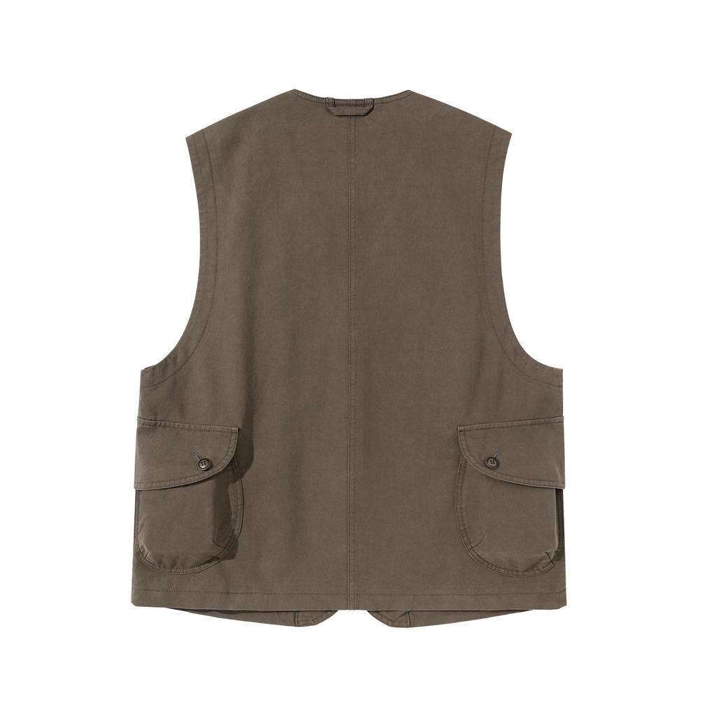 Loose-Fit Retro V-Neck Cotton Vest with Large Pocket - MJ9939