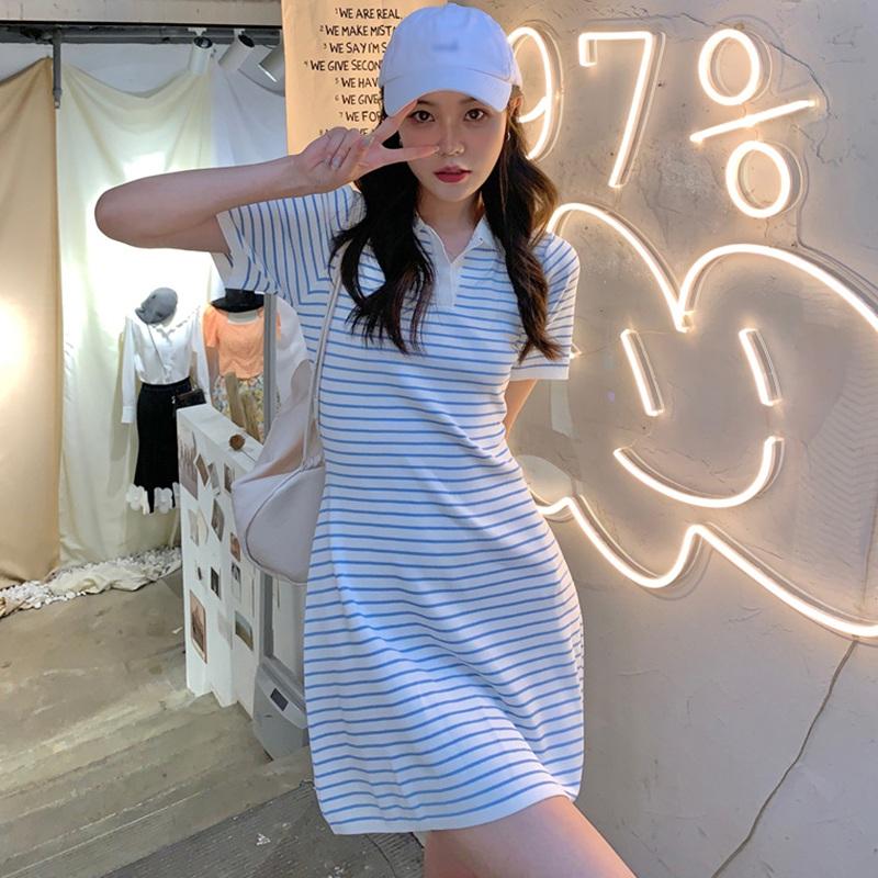 

Женская полосатая юбка с короткими рукавами и v-образным вырезом, пуловер, вязаная сумка, тонкое тонкое платье на бедрах One Size