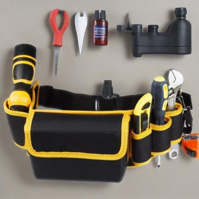 1PC Portable Tool Waist Pouch - Adjustable Belt, Large-Capacity Wear-Resistant for Electricians & Carpenters