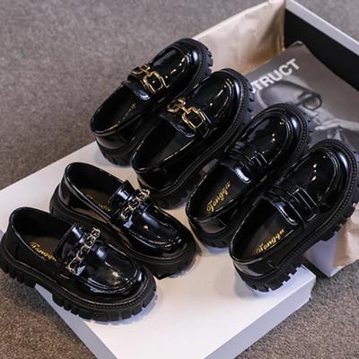 Modne skórzane buty dziecięce z miękką podeszwą Buty dla dziewczynek Antypoślizgowe Casualowe buty dla dzieci Proste buty dla dzieci na występy Buty z grubą podeszwą
