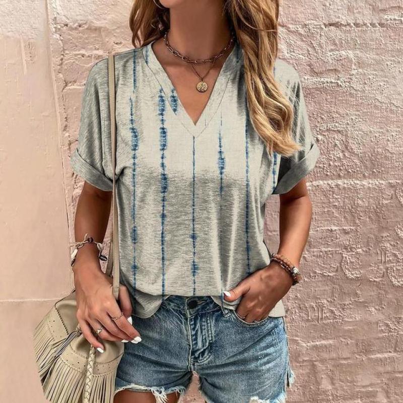 

Текстурированная женская футболка, новая простая одежда, повседневная футболка с v-образным вырезом и коротким рукавом, женская элегантная футболка с полевым винтажным принтом, летняя футболка 6XL