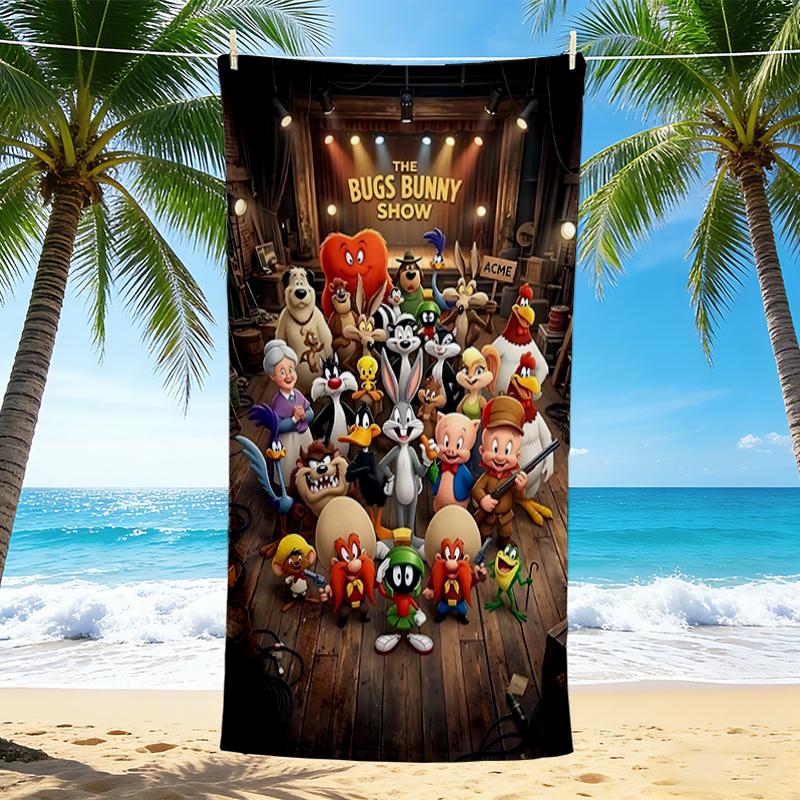 1Pc Bugs Bunny Show Compilation Beach Towel Quick Dry Multiuse For Beach Pool Gym Yoga Home Travel Christmas Halloween Xmas Gift S17