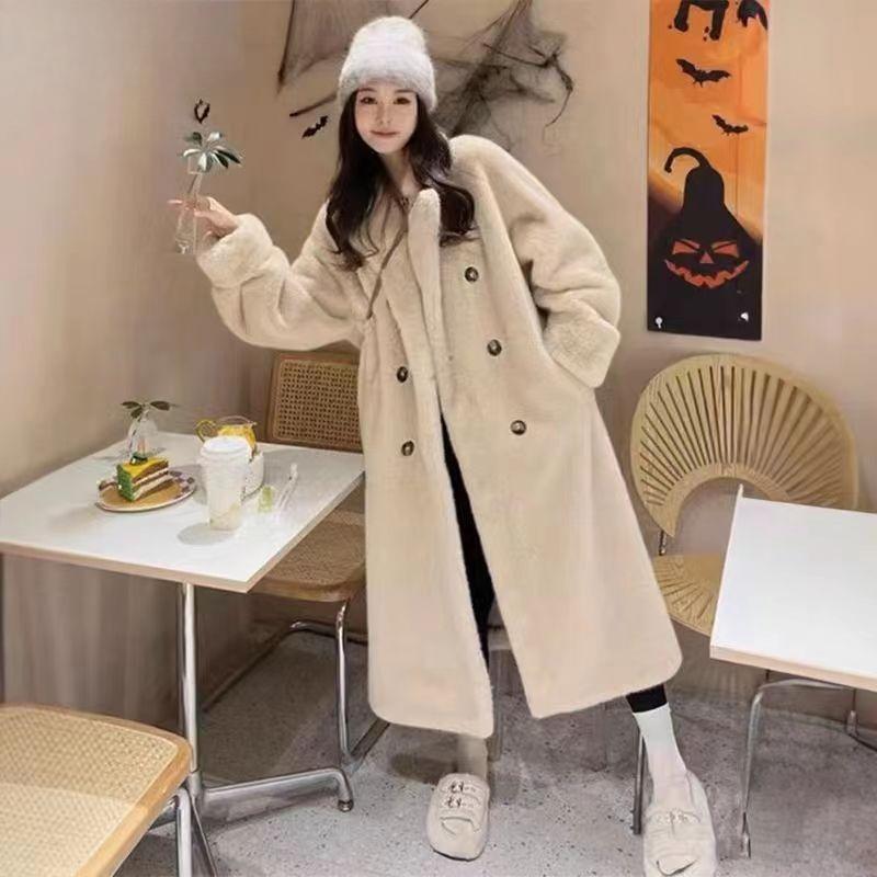 

Шуба из искусственного меха норки для женщин, новая зимняя подкладка и утолщенное длинное пальто из хлопка XXL абрикосовый