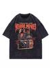 Unisex Retro Distressed Pure Cotton T-shirt with Large Print