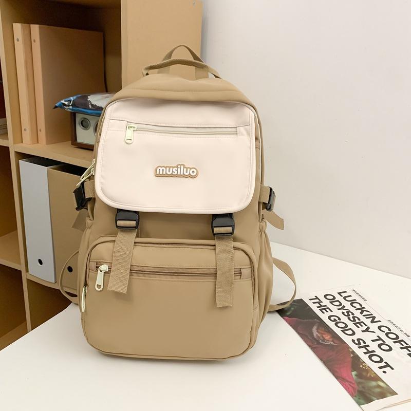 

Рюкзак контрастного цвета Рюкзак для студентки Нишевый рюкзак в стиле колледжа, простой повседневный школьный рюкзак для ученицы средней школы хаки