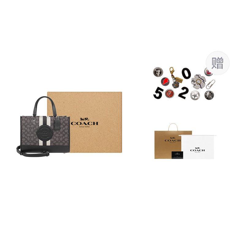 Coach Dempsey Old Floral Fabric With Leather Tote Bag, Shopping Bag, Handbag Large Women's Black C8448-SVRT6