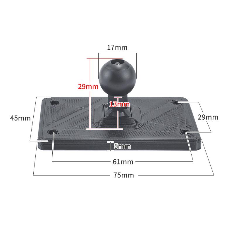 17 mm kulmontering till kulled med diamant eller fyrkantig monteringsbas för telefon GPS-hållare fäste Ramfäste Garmin Zumo/Tomtom