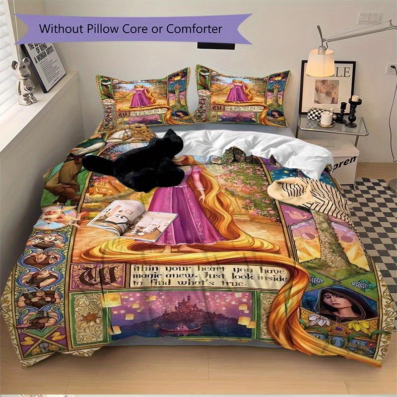 3pcs Cartoon Tangled Rapunzel Printed Bedding Set, Soft and Comfortable Quilt Cover for Bedroom B012