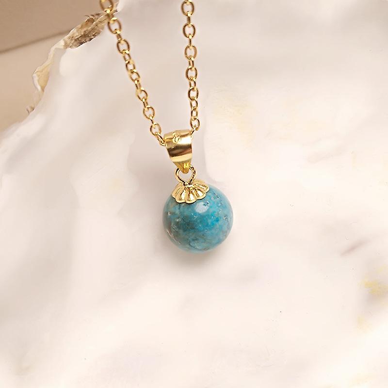 Light Luxury Turquoise 10Mm Round Pendant Literary Retro Lace Pure Planet Pendant