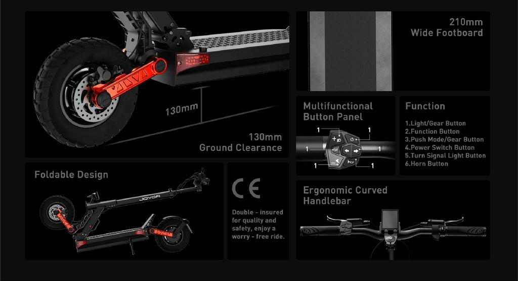 JOYOR S10-S-Z Electric Scooter 60V 18Ah Battery, 2*1000W Motors, 10” Tire, 65km/h Max Speed, 70-85km Range Adult Escooter