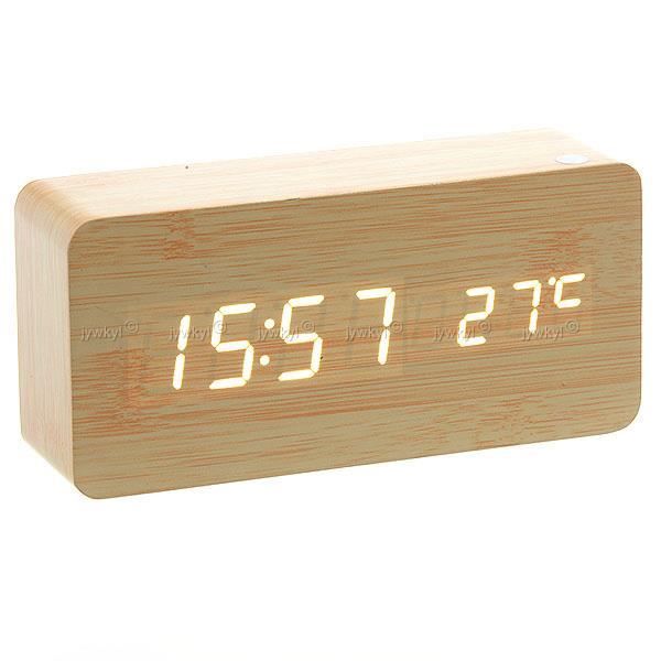 Alarm Clock - AAA_BR - Digital LED - Imitation Wood - Thermometer - Alarm