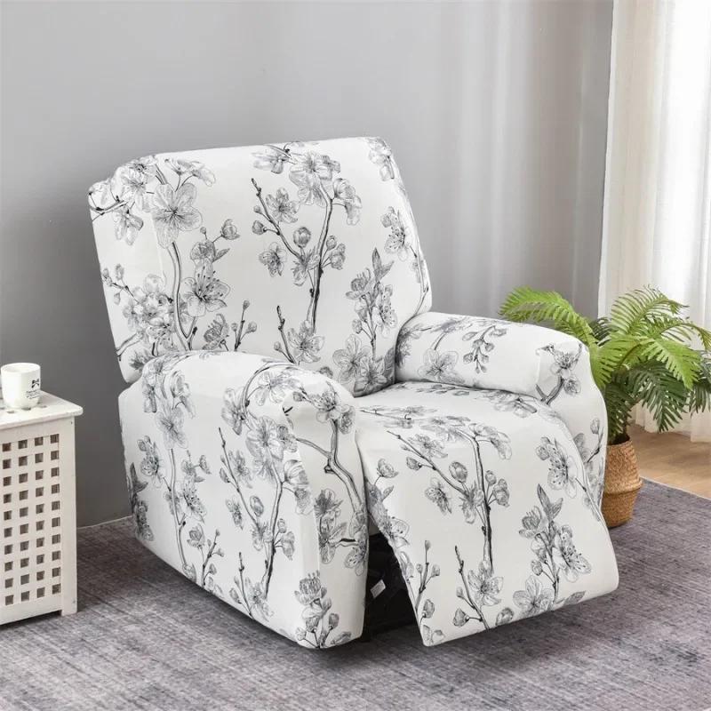 1 Seater Prints Recliner Chair Cover Spandex Stretch Floral Armchair Cover Elastic Sofa Slipcovers for Living Room