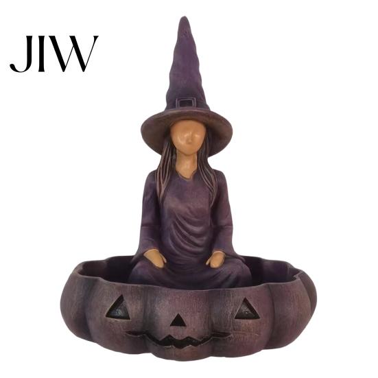 Small Vanity Tray Meditating Witch Jewelry Tray, Vintage Gothic Resin Decorative Storage Decoration Dish, Mysterious Zen Desktop Organizer for