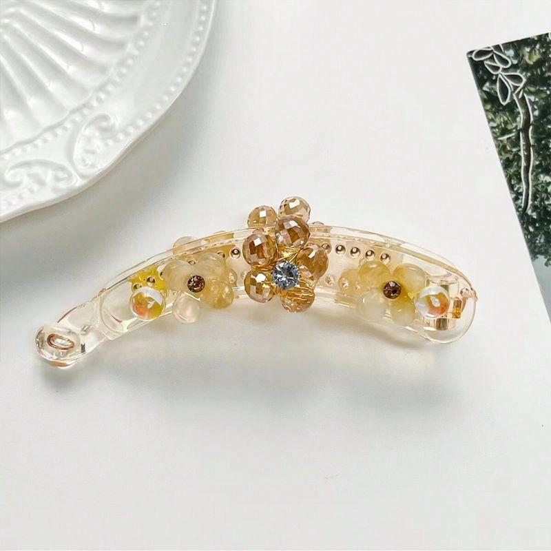 1pc Three petal grass banana clip, one word twist clip, temperament vertical clip, hair accessory, diamond studded hair clip
