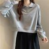 Herbst Koreanische Top Polo Kragen Lose Schlank Langarm Sweatshirt Frühling Sweatshirt