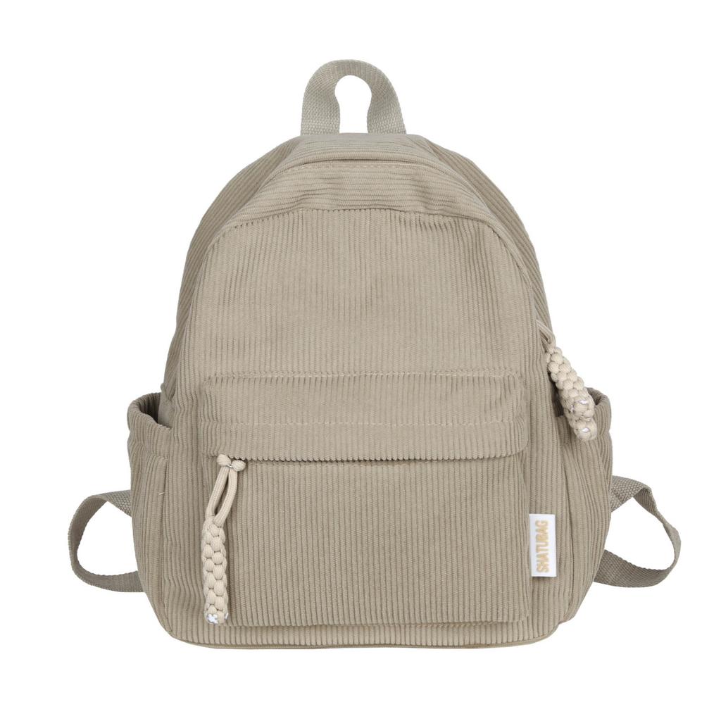 Schoolbag Corduroy Small Backpack Women's Fashion Spring New Japanese Ins Simple Versatile Travel Shopping Soft Girl Backpack