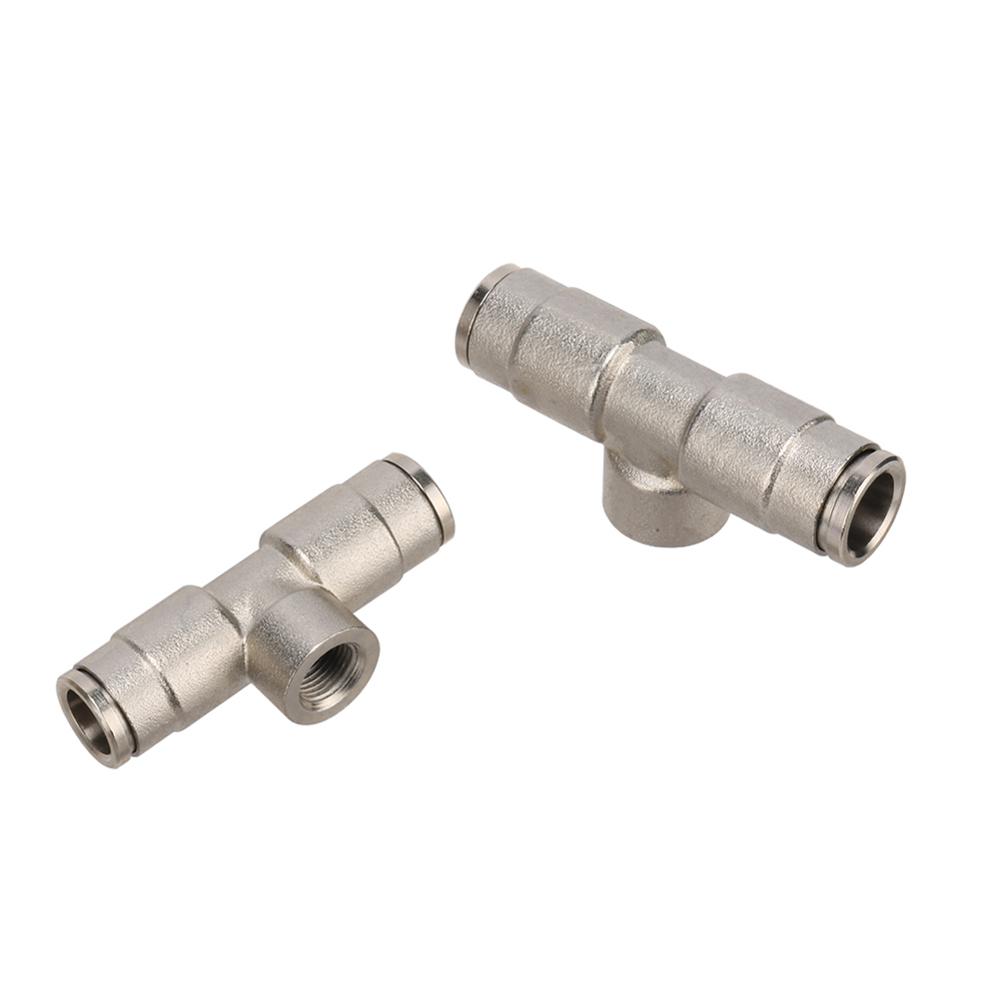 3/8" Slip-lock Tee Connector 1/8" Female Thread Atomizing Nozzle Adapter 9.52mm Pipe Hose Copper Pipe Fitting 1 Pc