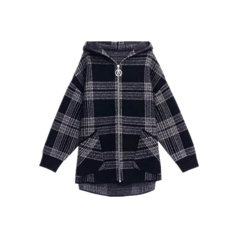 Giacca a Quadri da Donna Petite Stile Coreano Autunno/Inverno 2025 - Versatile, di Media Lunghezza e Trendy