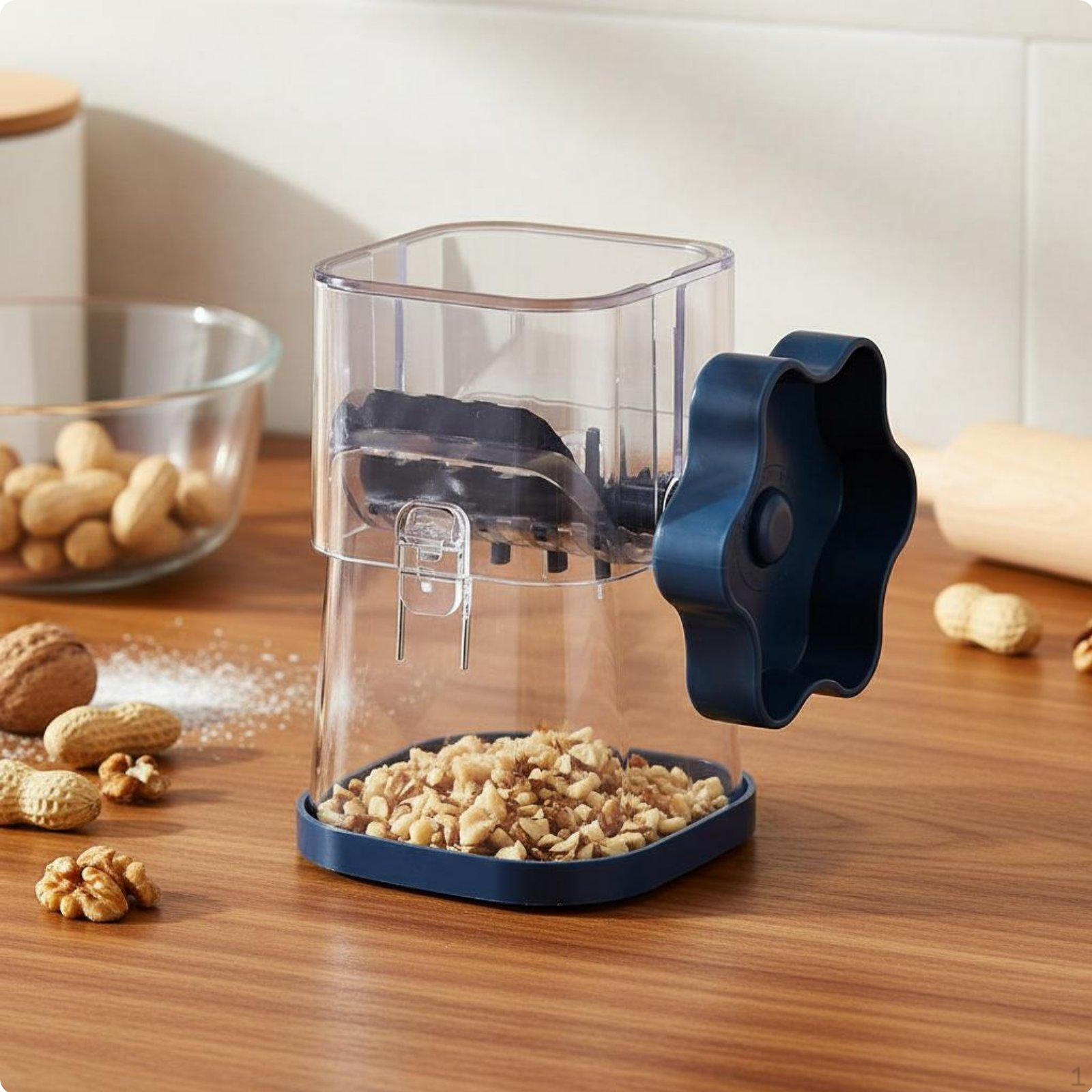 Manual Nut Effortless Grinding Chopper Easy to Use Walnut and Peanut Crusher for Home Navy Blue