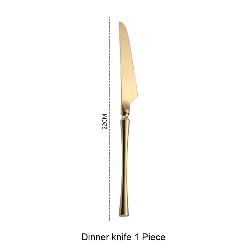 Bright Gold 18/10 Stainless Steel Luxury Cutlery Dinnerware Tableware Knife Spoon Fork Chopsticks Flatware Set Dishwasher Safe
