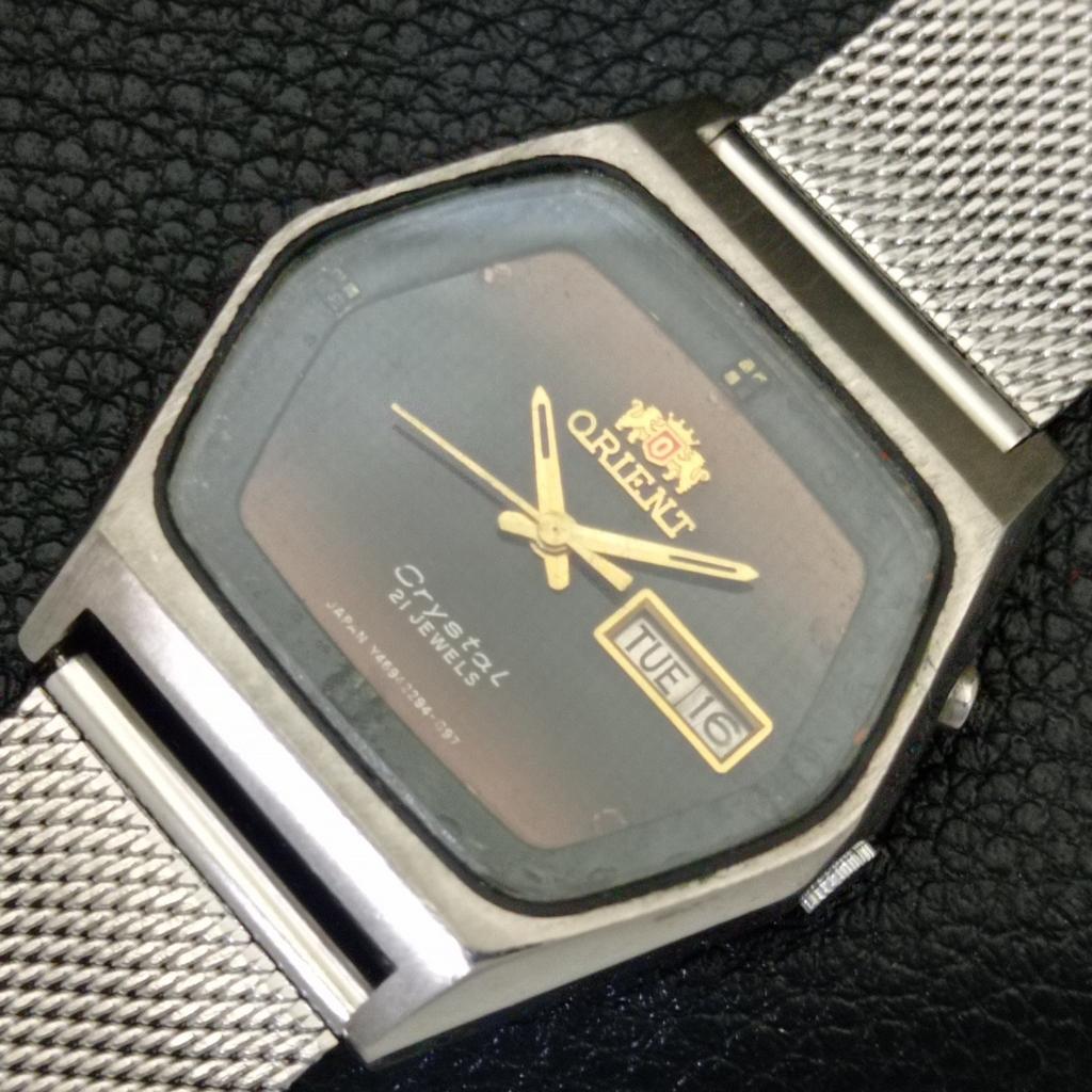 AUTOMATIK VINTAGE ORIENT CRYSTAL JAPAN 46941 HERREN ORIGINAL ZIFFERBLATT UHR a703394-1