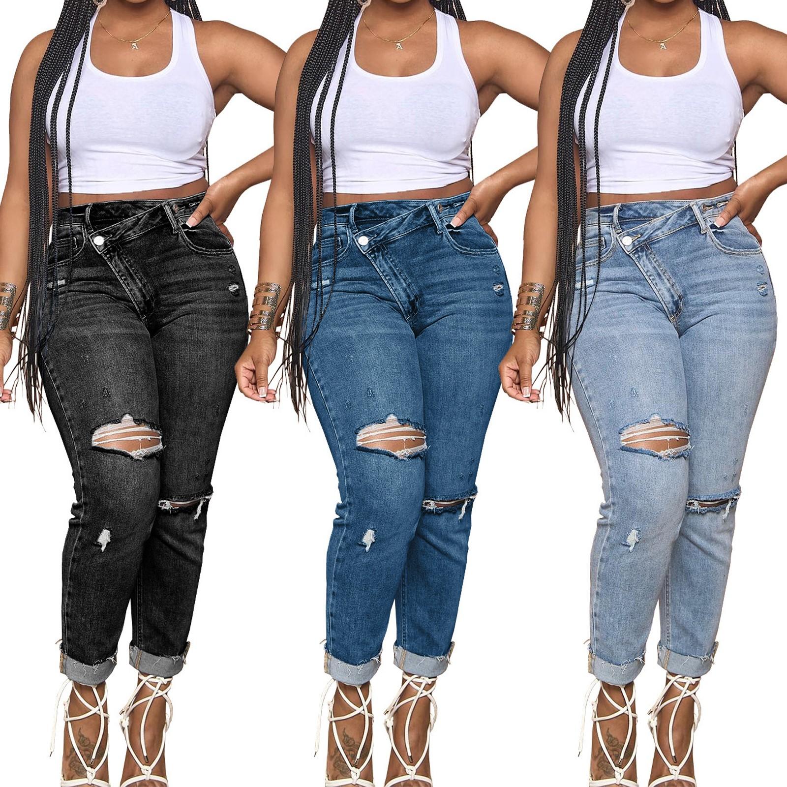 

Women s Denim Classic Versatile High Waist Fashionable Trousers L