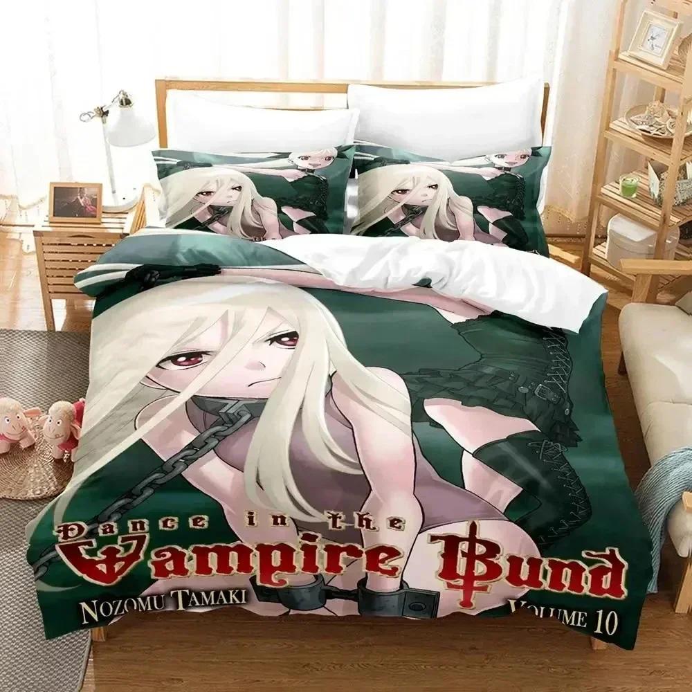 3D Anime Dance In The Vampire Bund Printed Bed Set Duvet Cover Pillowcase Bedding Set Bed Linen Sheet Quilt Full Queen King Size