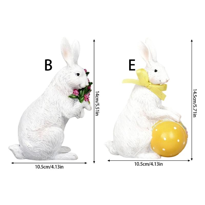Resin Bunnies Figurine Easter Rabbit Statue Indoor Easter Decoration Modern Art Spring Home Decors,Bunnies Sculpture