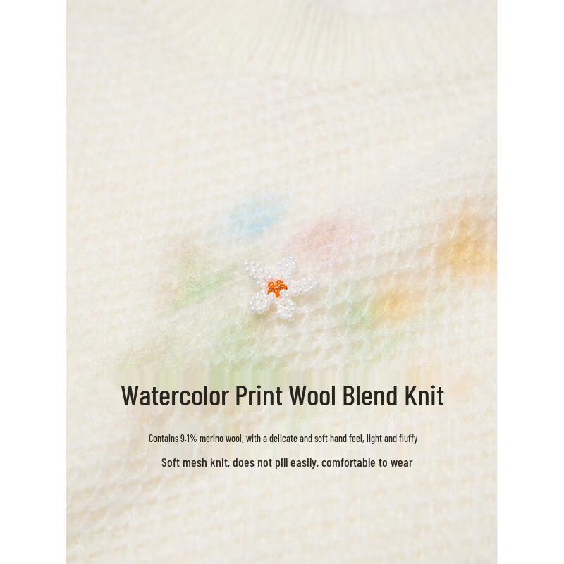 Inman Women's Printed Round Neck Knit Sweater