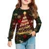 Christmas Day Girls' Long Sleeve Blouse - Round Neck Soft Waist Tunic
