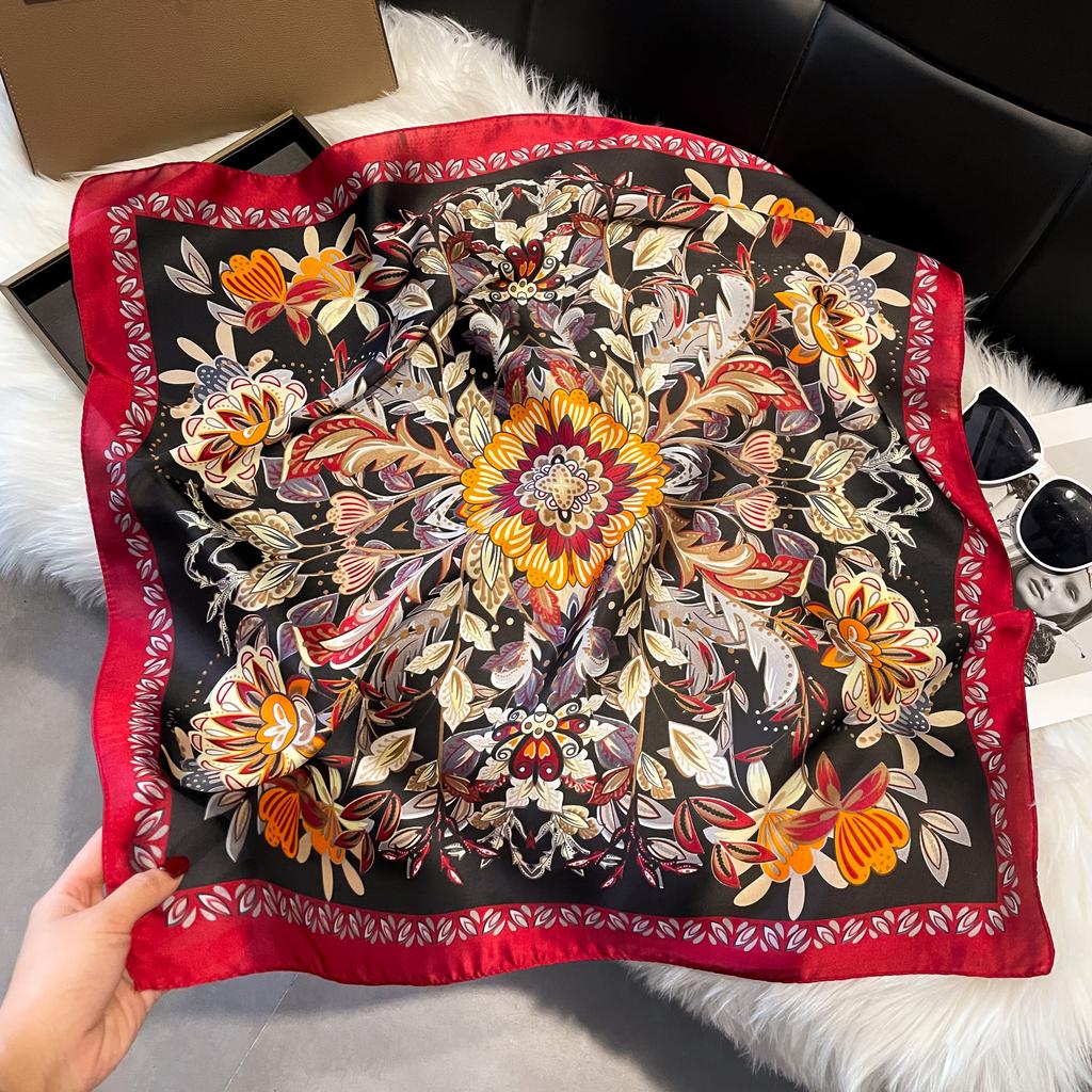 Luxus-Mode-Druck 70*70cm Seide Quadrat Schal Frauen Weiche Satin Haarband Halstuch Krawatte Weibliche Stirnband Foulard Tasche Band