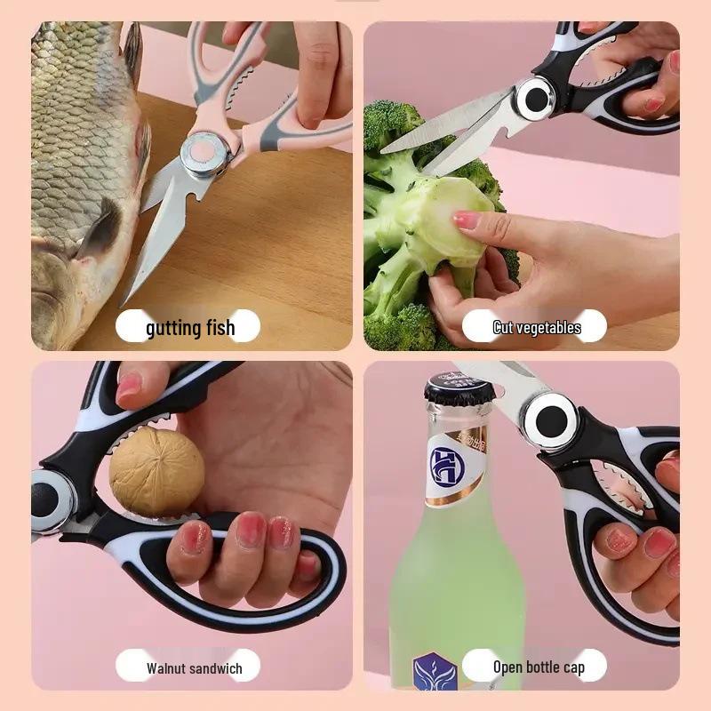 Stainless Steel Multifunctional Kitchen Scissors: Powerful Tool for Chicken Bones and Fish Prep