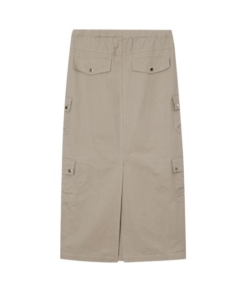 CRANK Washed Cargo Maxi Skirt_Beige