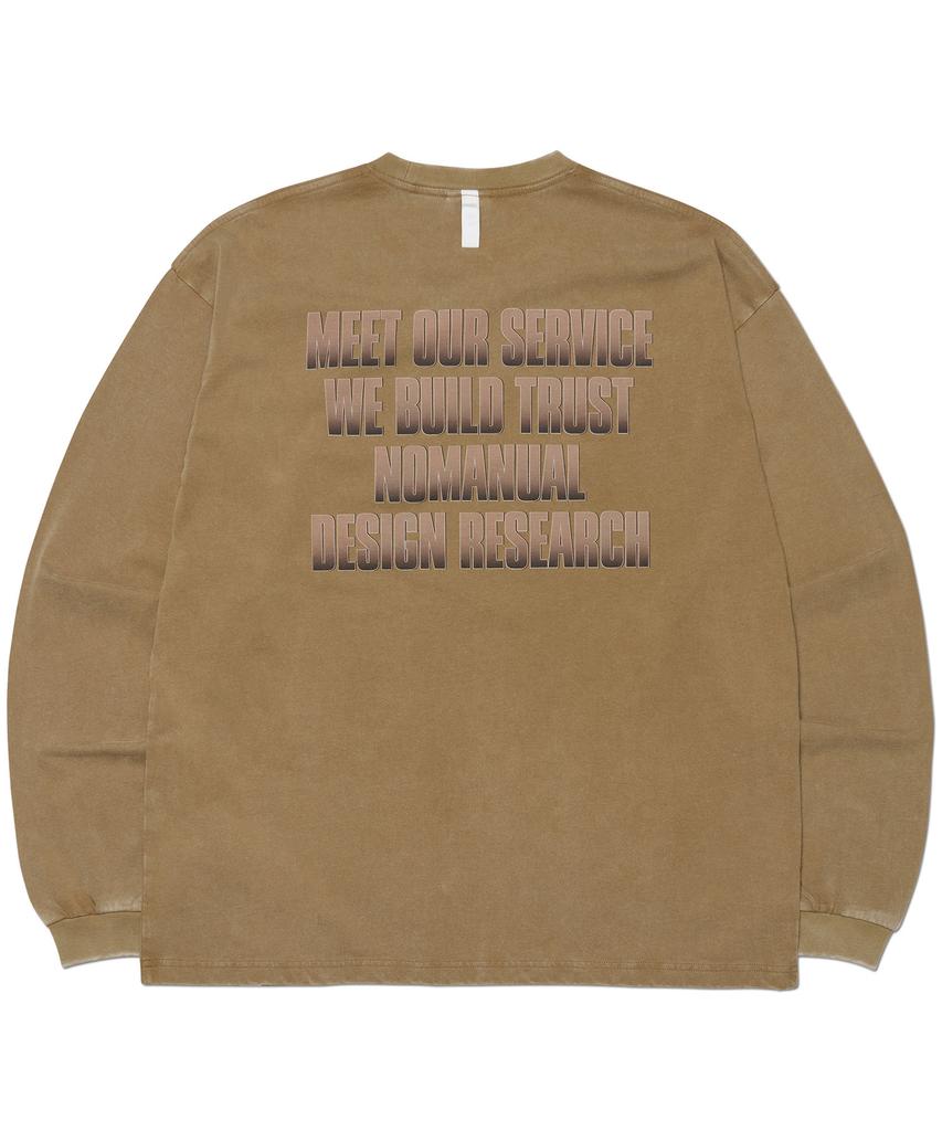 NOMANUAL Star Logo Vintage Long Sleeve Tee - Washed Brown