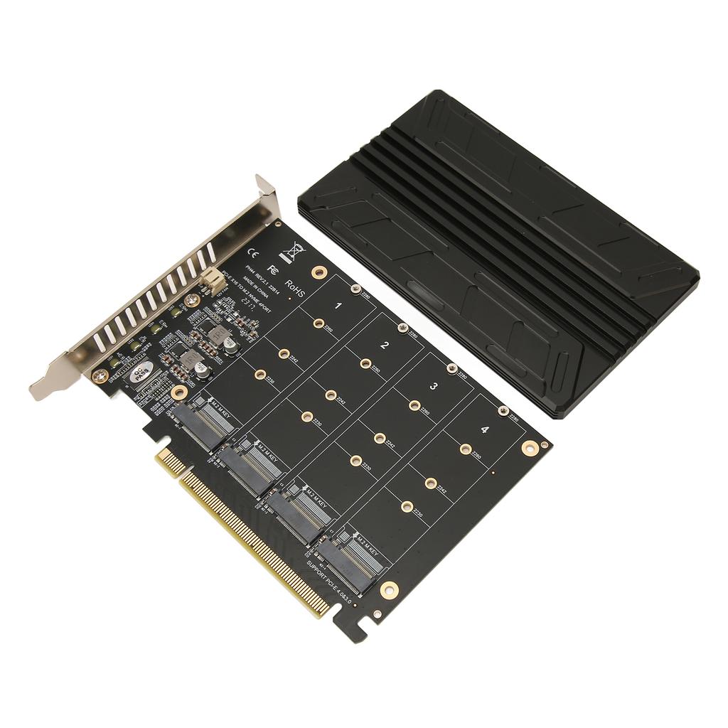 Quad M.2 NVME To PCIe Adapter 32Gbps Thickened Stable Aluminum Alloy Quad PCIe 4.0 To NVMe Card for Computer Expansion