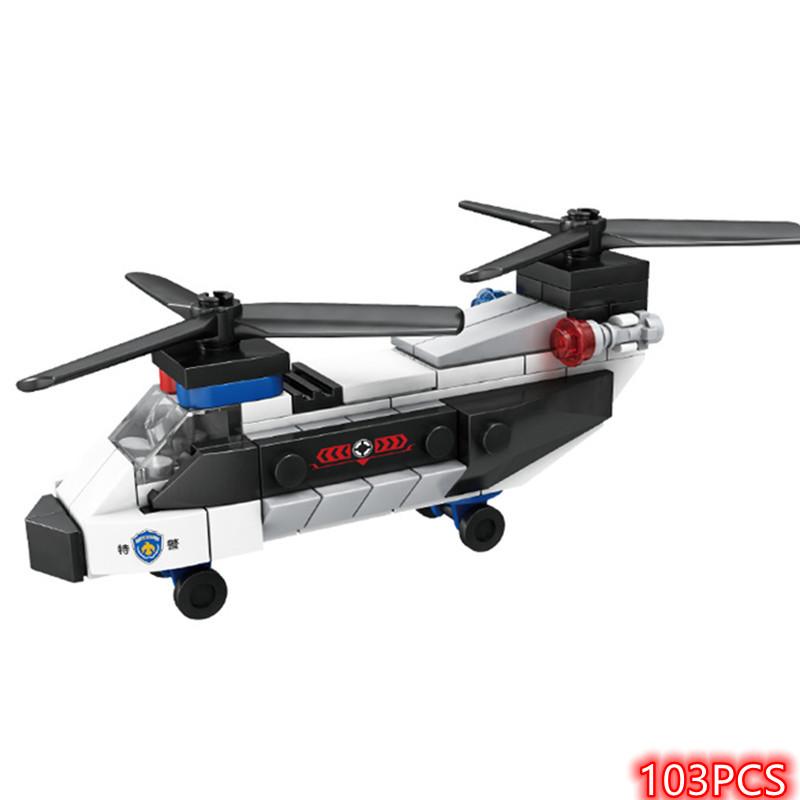 

NEW DIY MOC City Plane SWAT Super Dual-Rotor Helicopter Famous Building Blocks Bricks Kits Classic Model