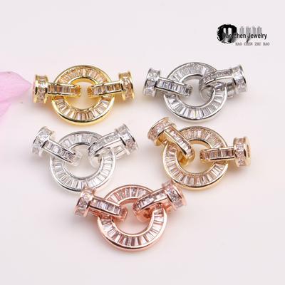 14k Gold-Filled T-Diamond Cubic Zirconia Pearl Buckle for DIY Jewelry & Sweater Chains