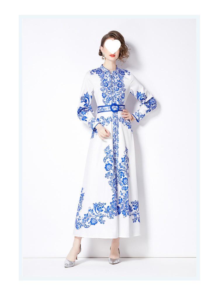 

Women s Elegant Retro French Court-Style Waist-Cinching Long Dress Extra Extra Large білий