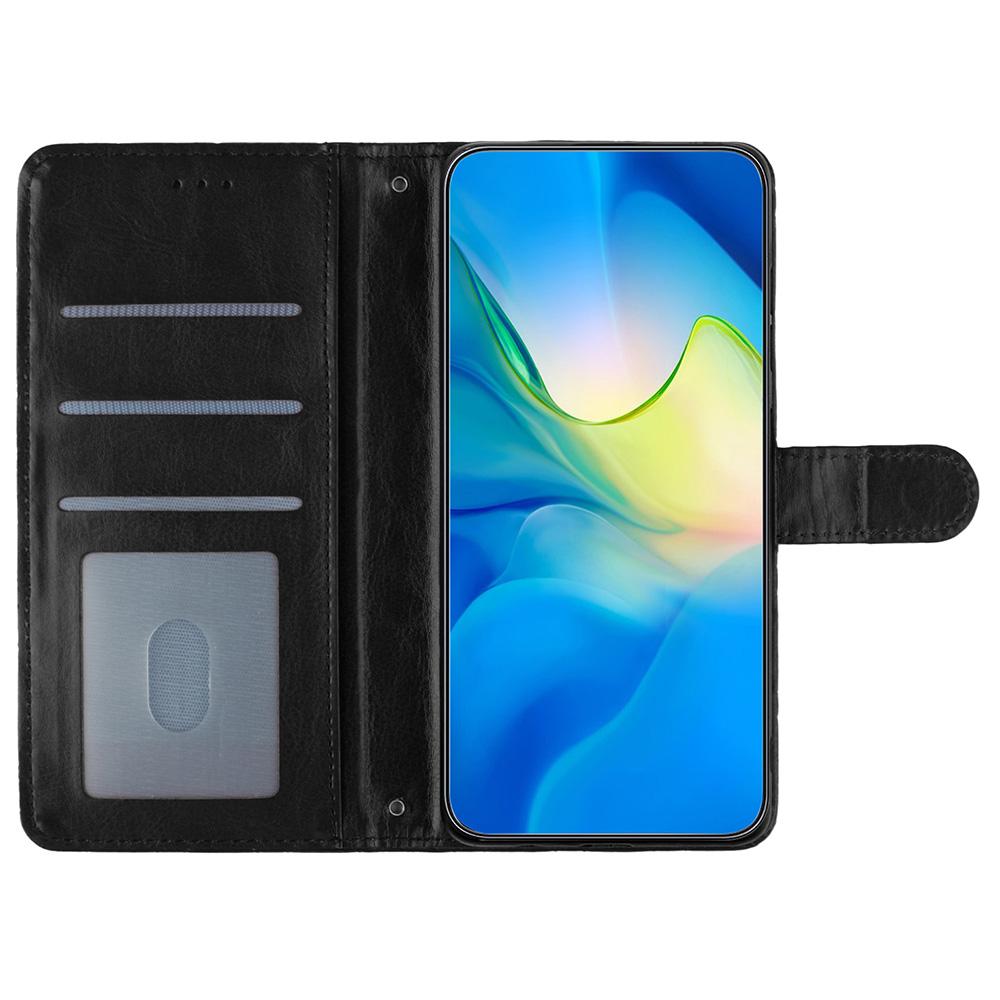 

For TECNO Spark 10 Pro Leather Protective Case Stitching Line Rhombus Wallet Stand Phone Cover Black