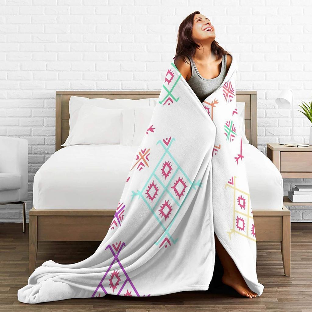 Kabylisch-Amazigh Motiv Geometrie Berberdecke Weiche Warme Flanell Überwurfdecke Bettwäsche für Bett Wohnzimmer Picknick Reise Zuhause Sofa