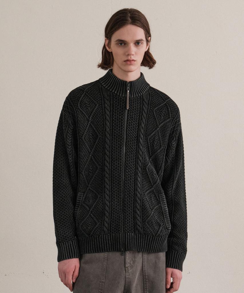 HELEMENT Turtle Pigment Zip-Up Knit (D/Grey)
