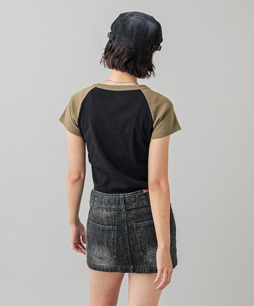 Casual Oval Logo Embroidery Raglan Baby Tee Black X-girl S/S