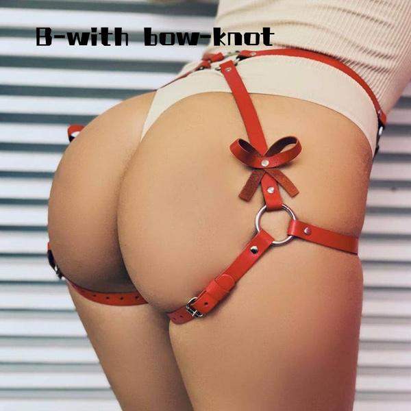 

Кожаная подвязка для ног, ремень для тела, свадебные подвязки, пояс для подвязки на талии, сексуальный пояс для ночного клуба B-with bow-knot красный