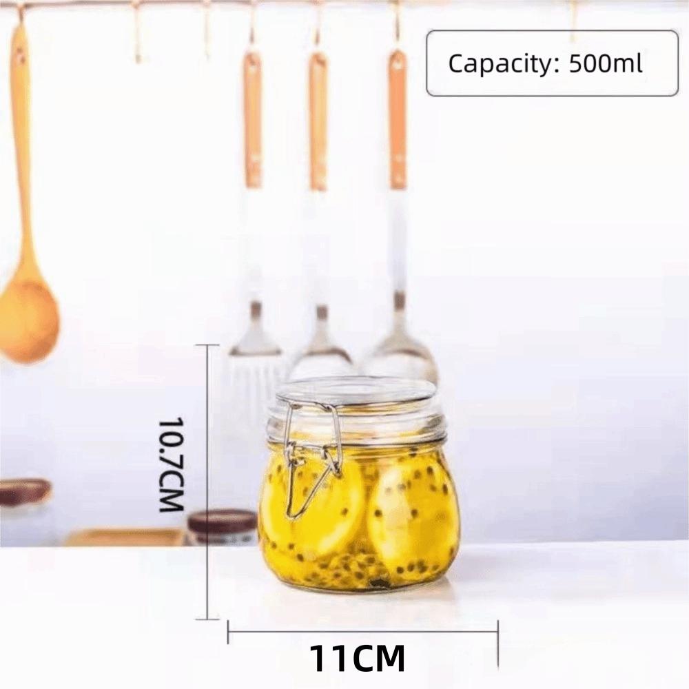 

Нова скляна герметична пляшка 500/750/1000 мл з герметичною кришкою Контейнер для зберігання продуктів Прозора банка для консервації їжі Варення