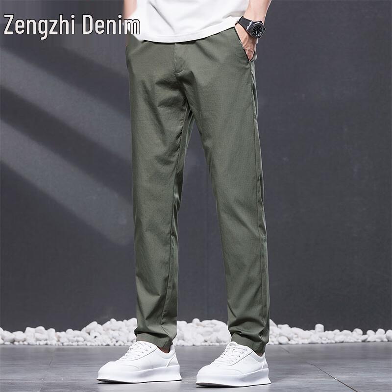 

Men s Ice Silk Thin Casual Straight-Leg Pants 36