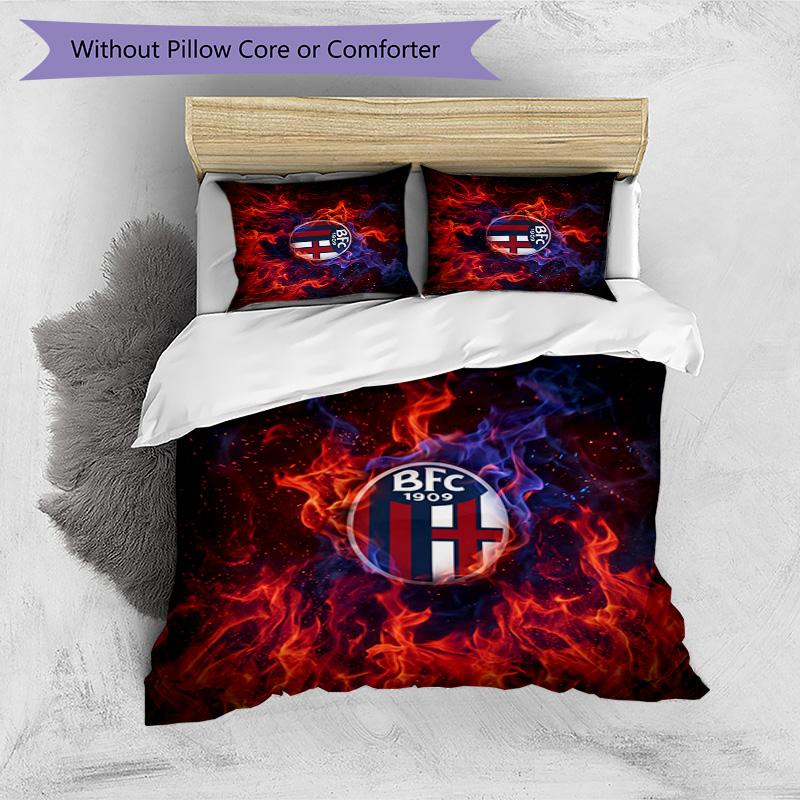 Bologna FC Printed 3PCS Bedding Set Breathable Duvet Cover with Pillowcases Decorative Bed Linen for Bedroom Home