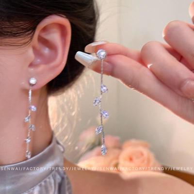 Willow Leaf Zircon Tassel Earrings: Elegant, Versatile Long Earrings for Women