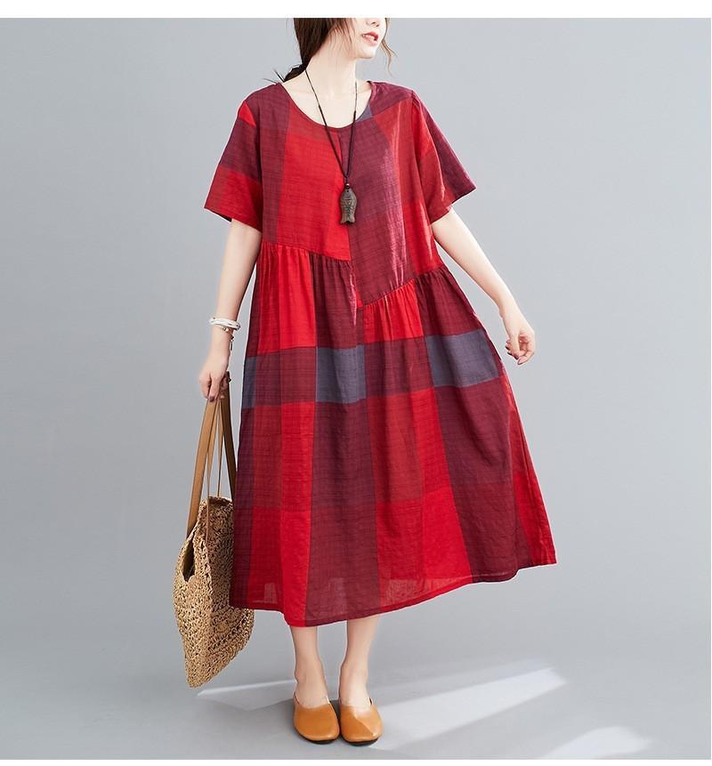 New Mori Female Pastoral Summer New Literary Large Size Fat MM Fattened Plus Printed Short-sleeved Dress