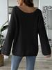 Women's Beaded Bell Sleeve Knit Pullover – One-Shoulder, Loose Fit European & American Style Sweater