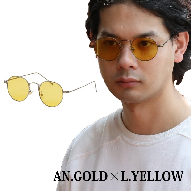 (Eight) Boston Sunglasses for Men and Women, Fashion Glasses, A Gold x Light Yellow F